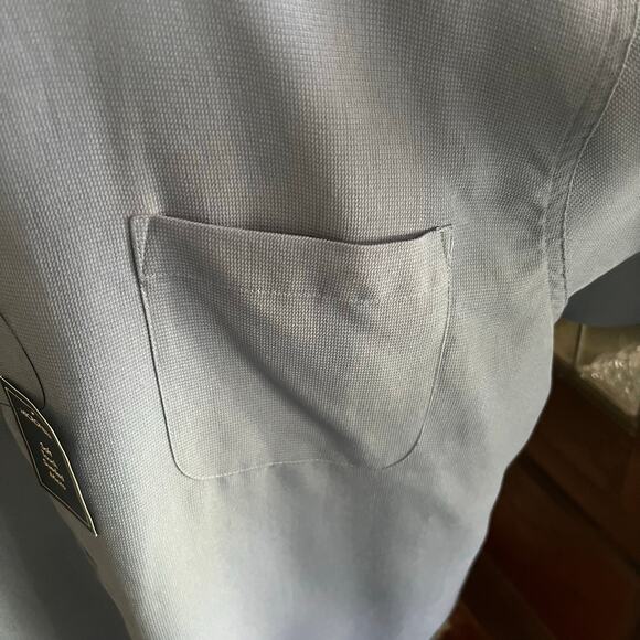 Y2K George Slate Blue Sueded Men Button Up Shirt L Soft Microfiber Classic Retro - Picture 8 of 17